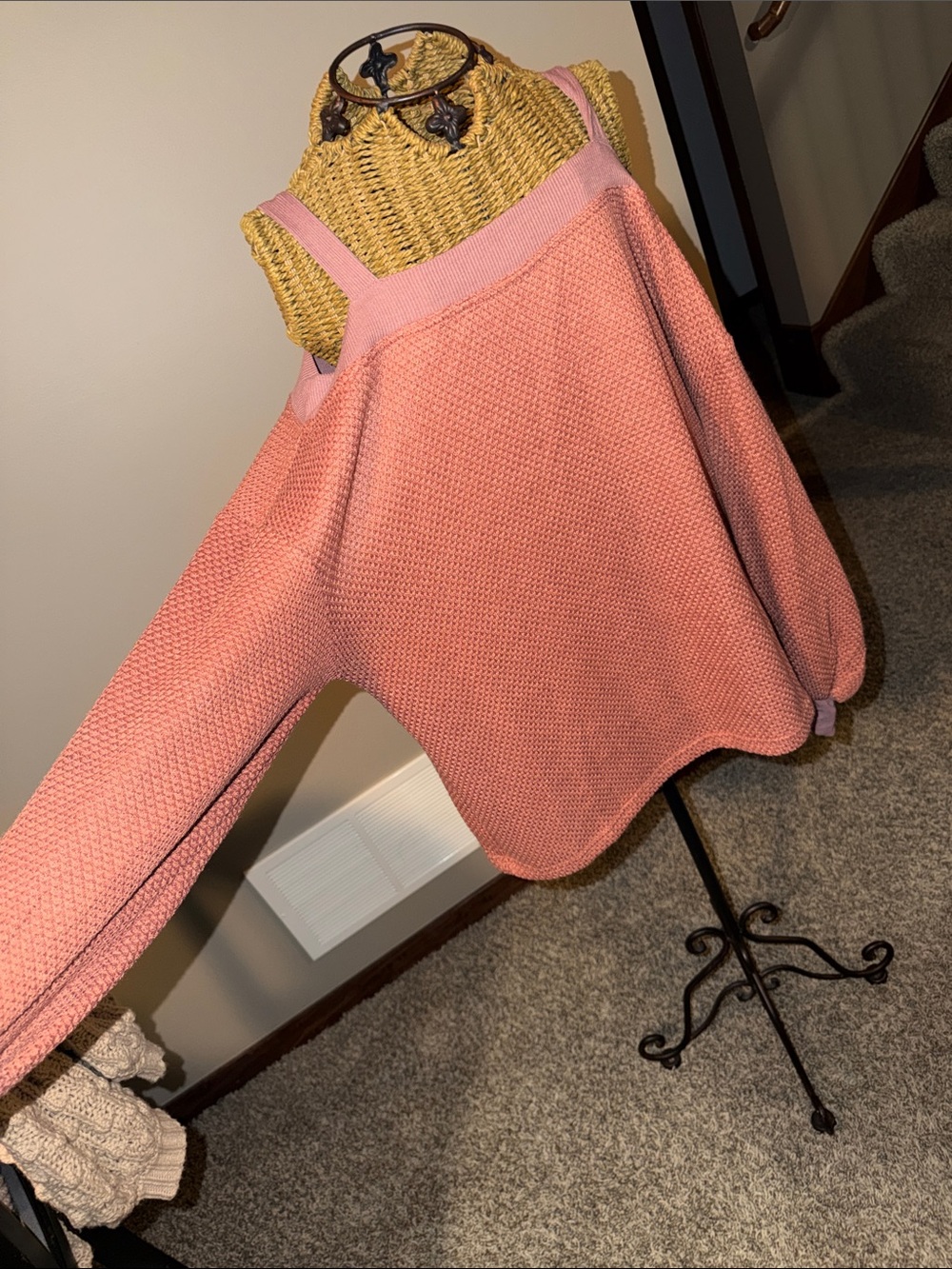 Listicle Pink Cold-Shoulder Knit Sweater